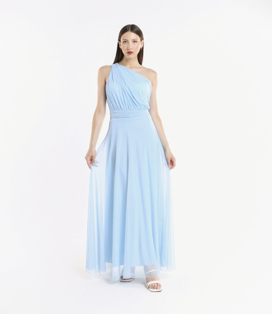 Abito lungo in tulle monospalla Lily