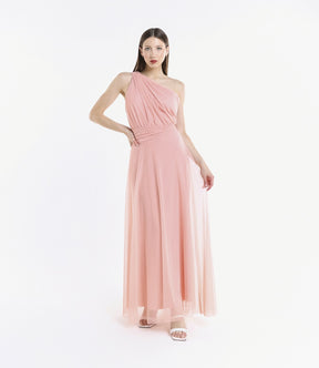 Abito lungo in tulle monospalla Lily