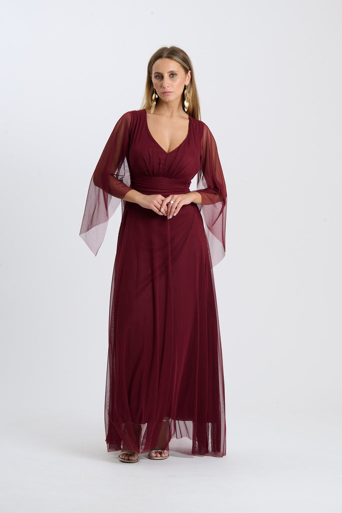 Abito Mirelia – Lungo in tulle con maniche a mantella