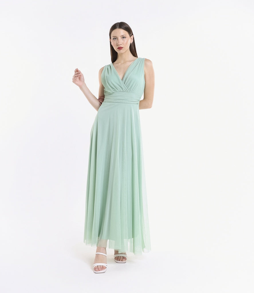 Abito da damigella in tulle con scollo a V Flavia