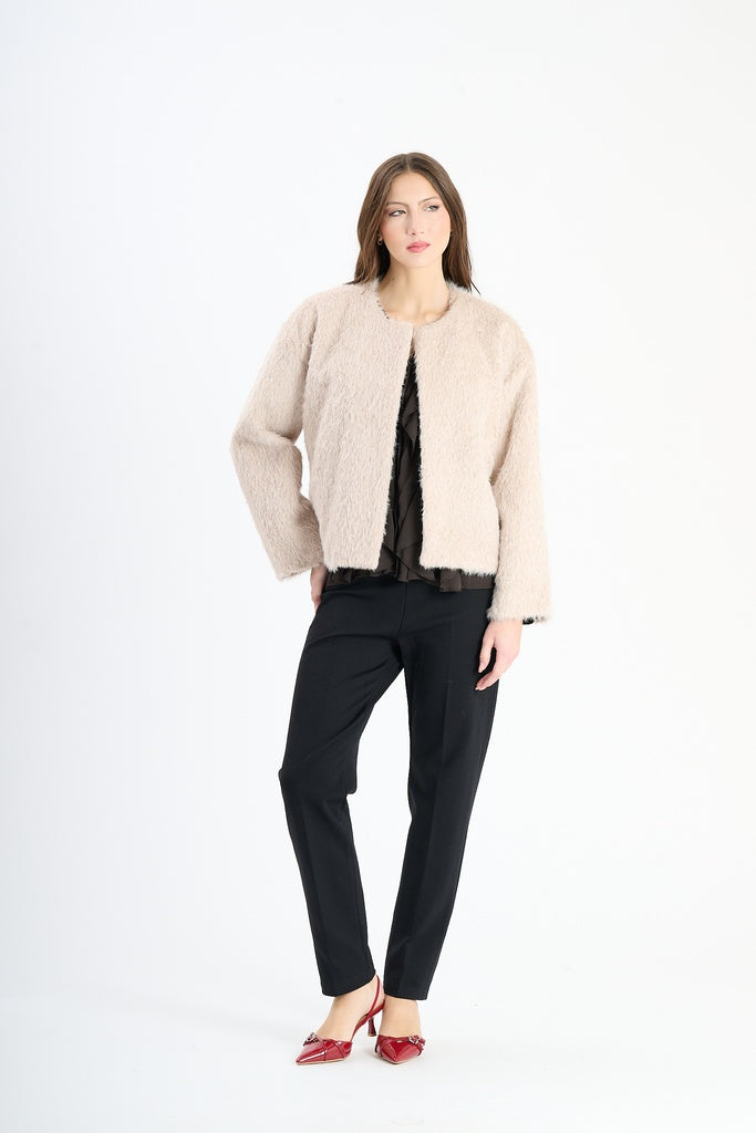 Giaccetta corta in pelliccia sintetica, stile casual e versatile