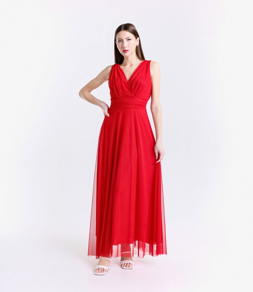 Abito da damigella in tulle con scollo a V Flavia