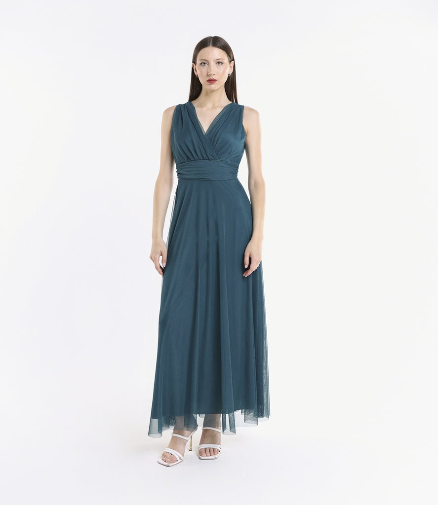 Abito da damigella in tulle con scollo a V Flavia
