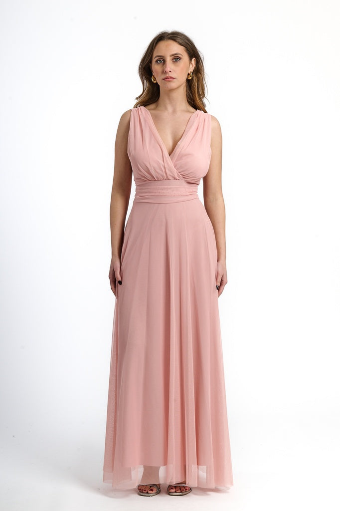Abito da damigella in tulle con scollo a V Flavia