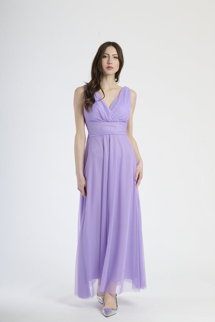 Abito da damigella in tulle con scollo a V Flavia