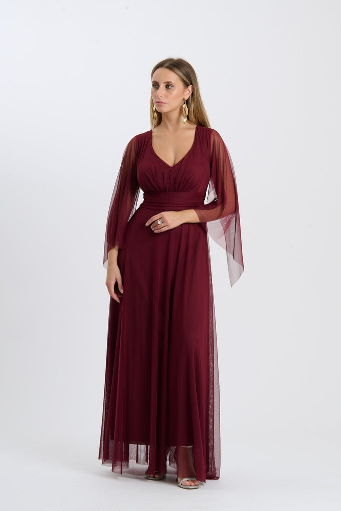 Abito Mirelia – Lungo in tulle con maniche a mantella