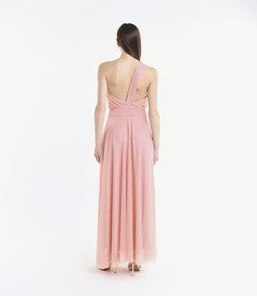 Abito lungo in tulle monospalla Lily