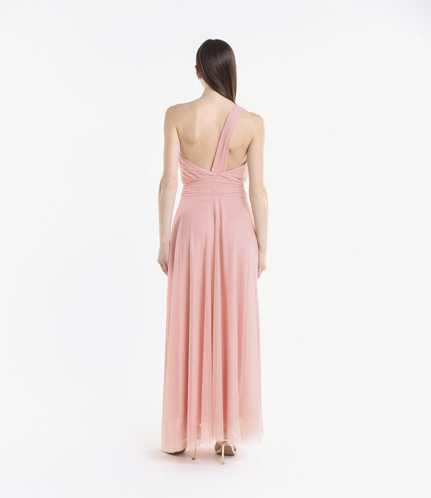 Abito lungo in tulle monospalla Lily
