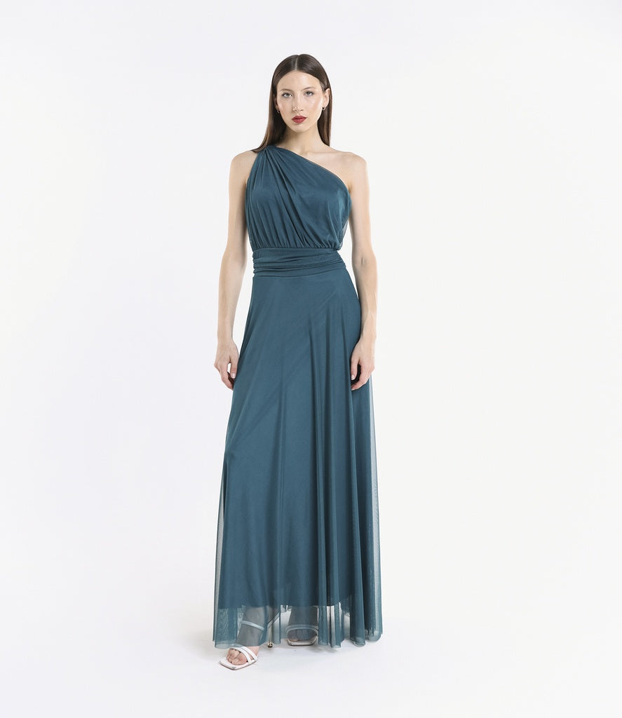 Abito lungo in tulle monospalla Lily