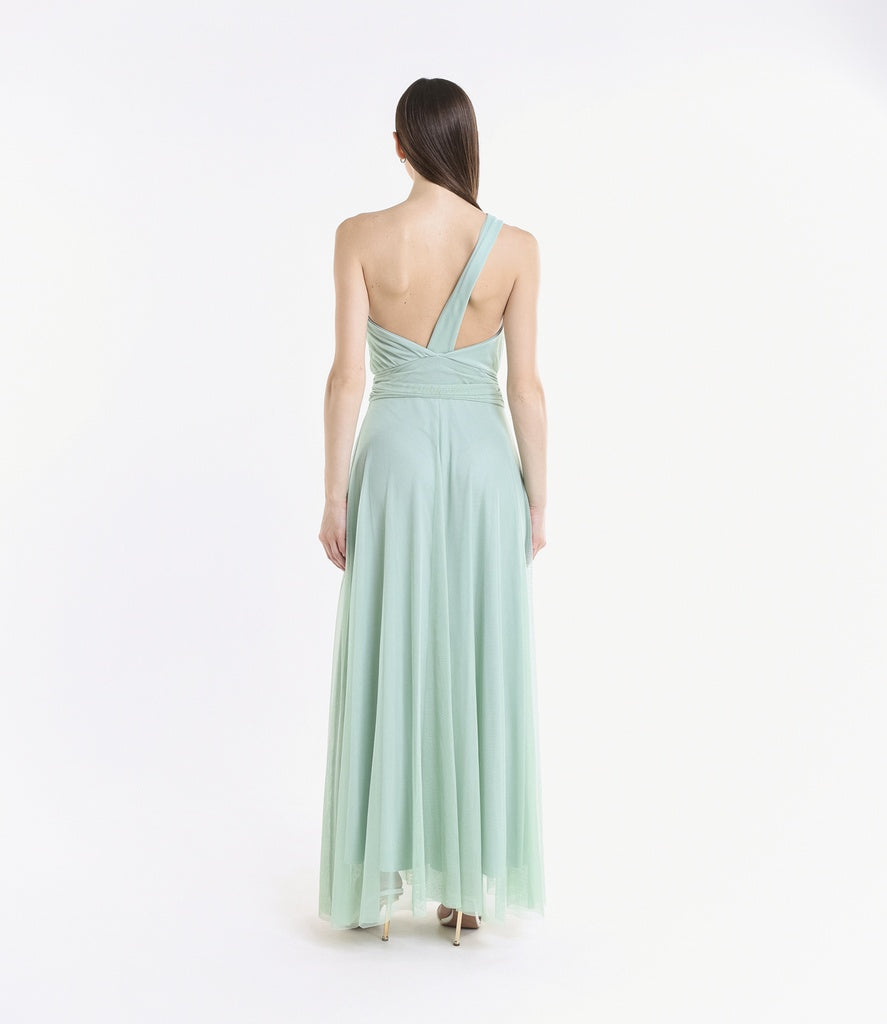 Abito lungo in tulle monospalla Lily