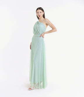 Abito lungo in tulle monospalla Lily