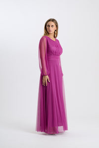 Abito Mirena – Lungo con scollo rotondo e maniche trasparenti