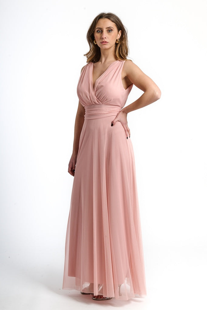 Abito da damigella in tulle con scollo a V Flavia