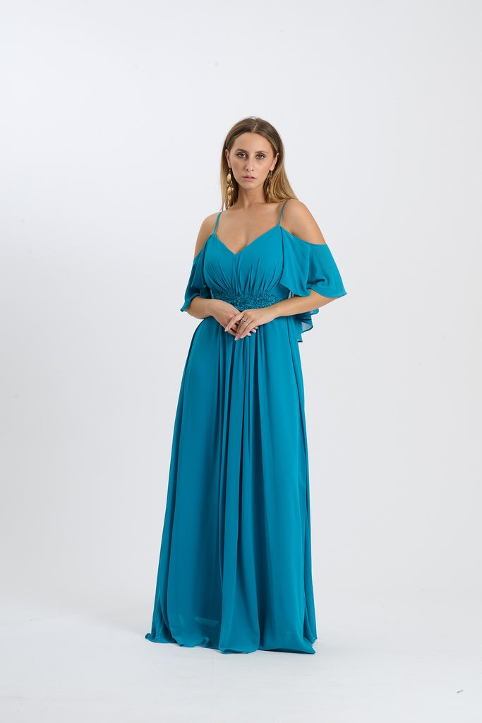 Abito Alessa con spalline e maniche svolazzanti