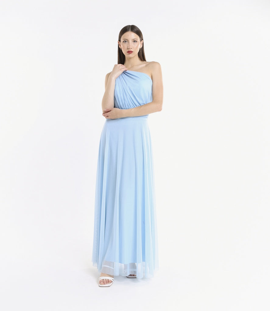 Abito lungo in tulle monospalla Lily