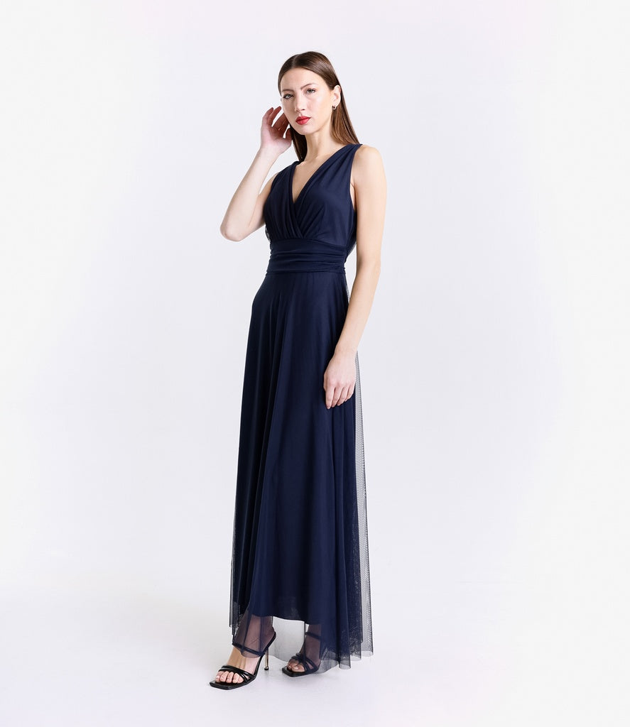 Abito da damigella in tulle con scollo a V Flavia