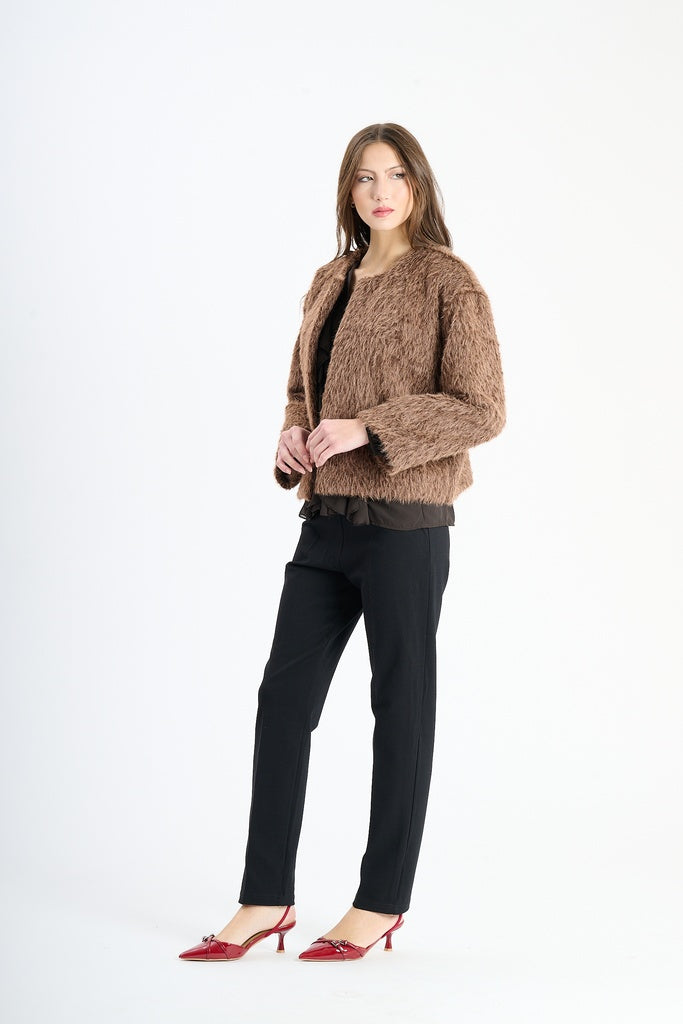Giaccetta corta in pelliccia sintetica, stile casual e versatile