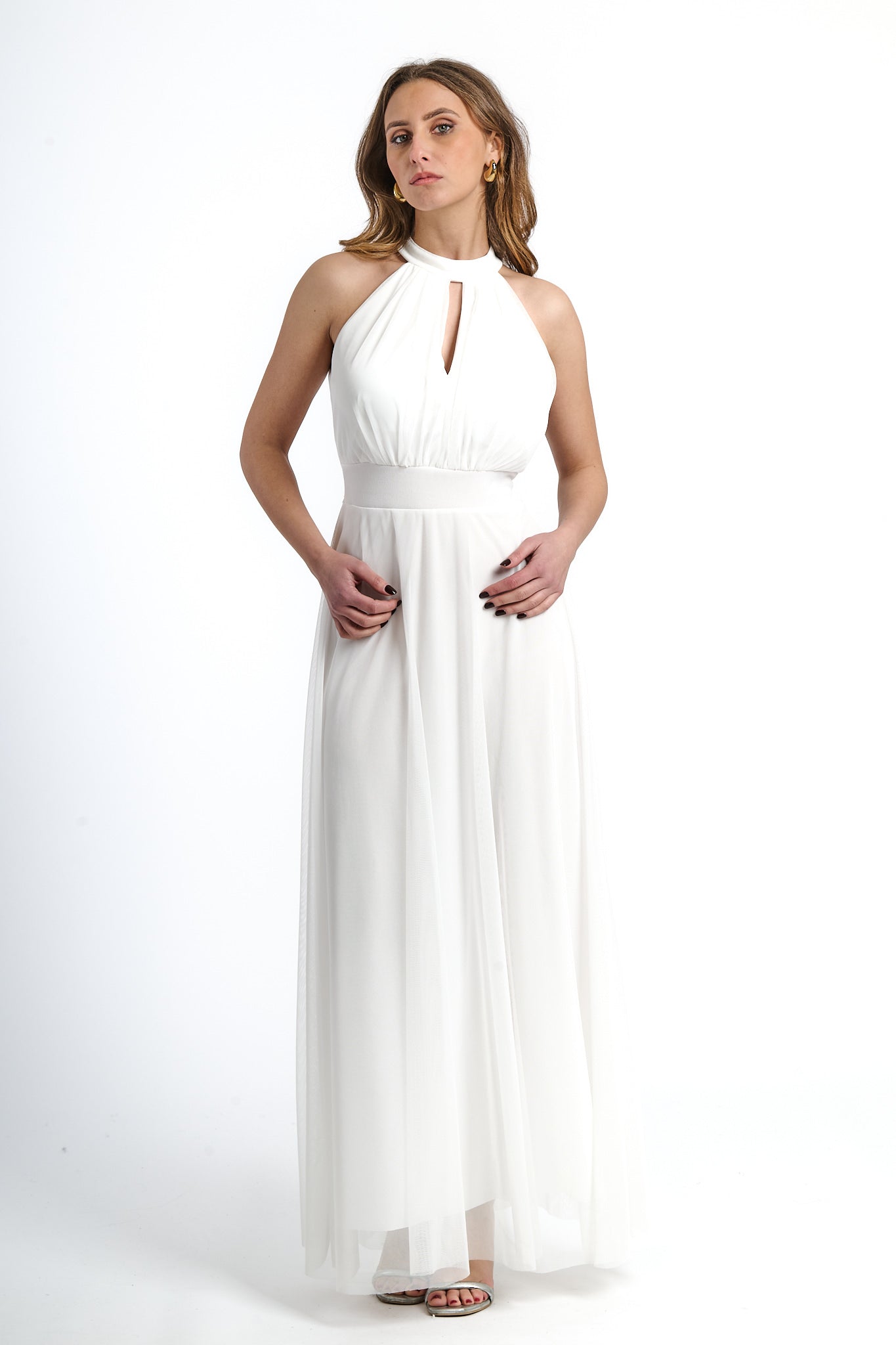 Abito lungo in tulle cut out Lucrezia