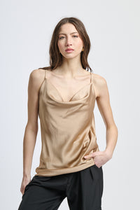 Top beige a spalline sottili stile casual