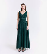 Abito da festa verde.S in tulle, rinfrescante e legato alla natura