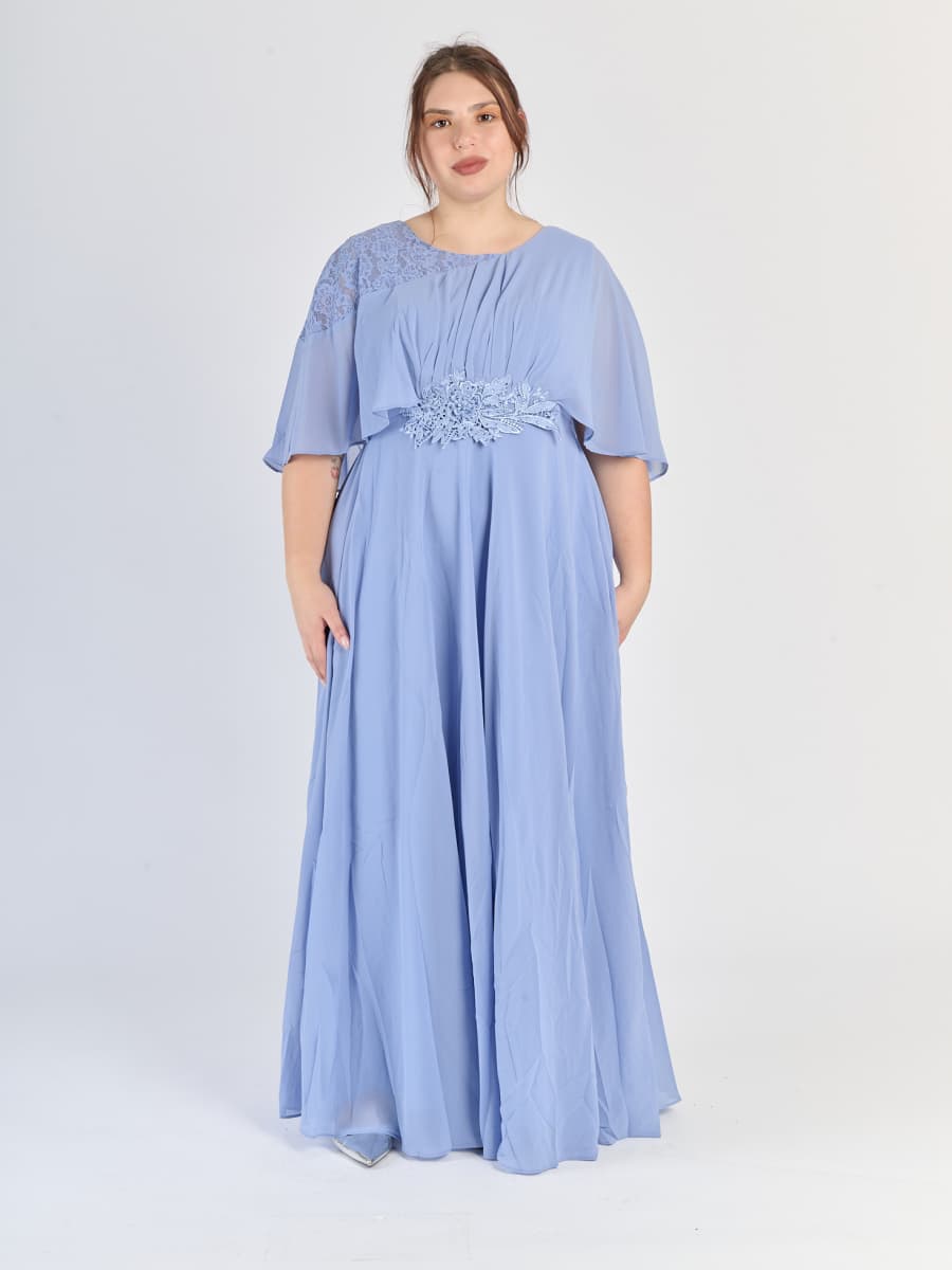 Lungo abito plus size Lavanda, perfetto per cerimonie e occasioni eleganti