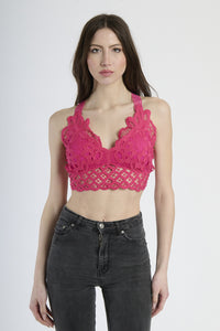 Top cropped fuxia in uncinetto condesign energico
