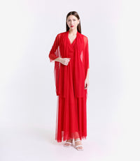 Abito da cerimonia rosso in pizzo 