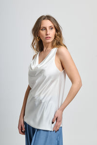 Canotta bianca elegante a fascia frontale drappata