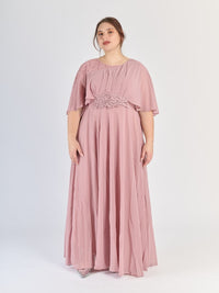 Lungo abito plus size Rosa Antico, perfetto per serate romantiche