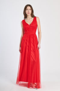 Abito da festa rosso in tulle, passionale e dal forte impatto visivo