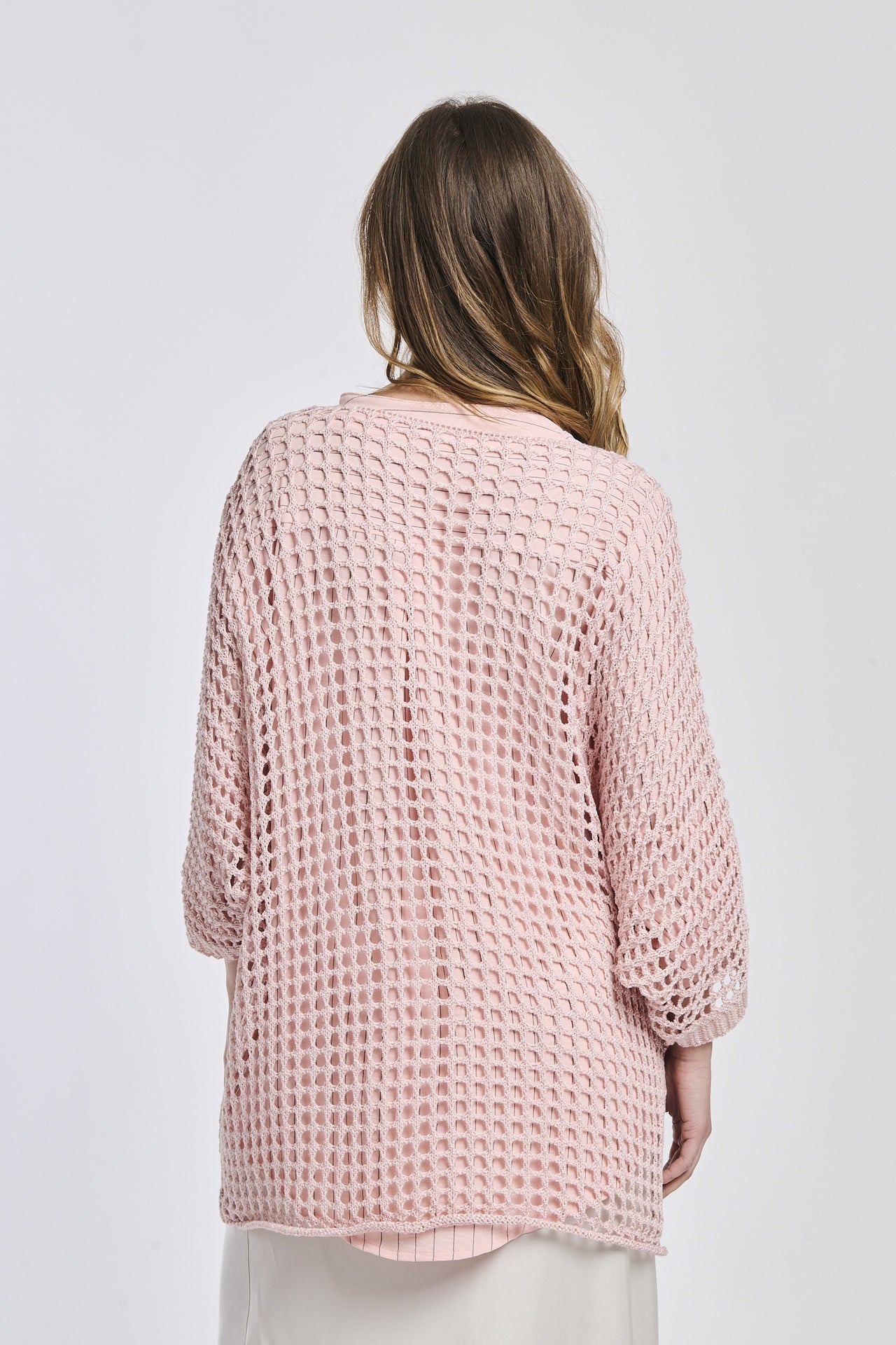 Maglione rosa oversize in tricot soffice, stile dolce e romantico