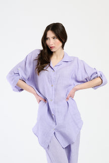 Camicia oversize lilla, elegante e dal colore affascinante