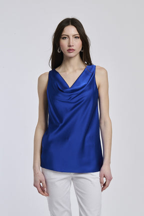 Canotta bluette in tessuto blu pastel