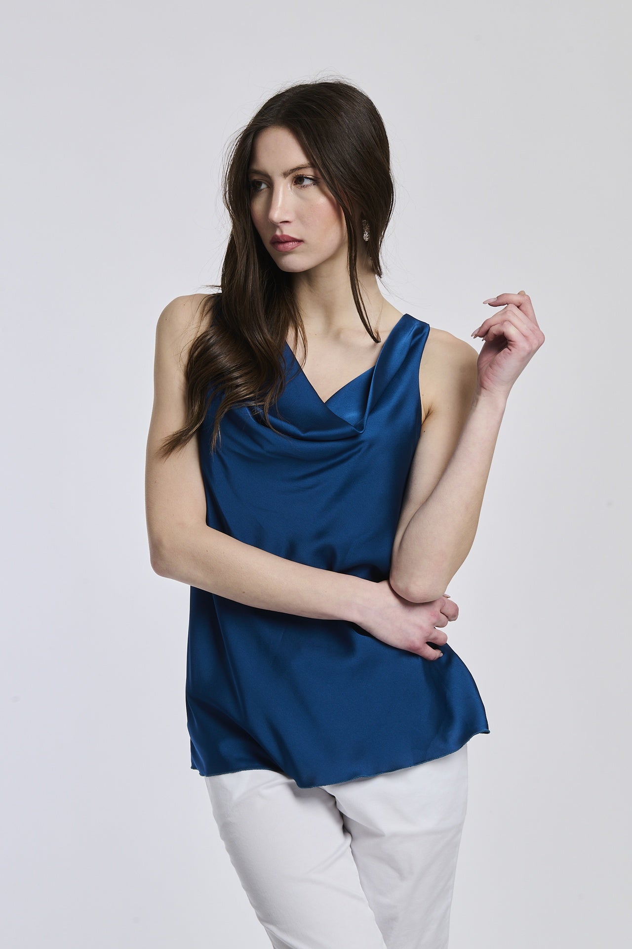 Canotta ottanio senza spalline concollo drappato raro