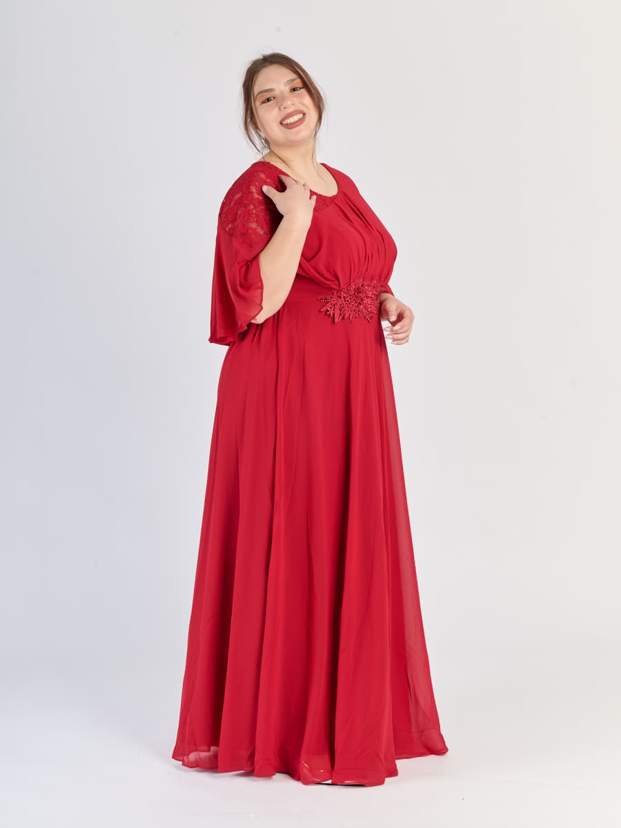 Abito formale plus size Bordo con applicazioni floreali al busto