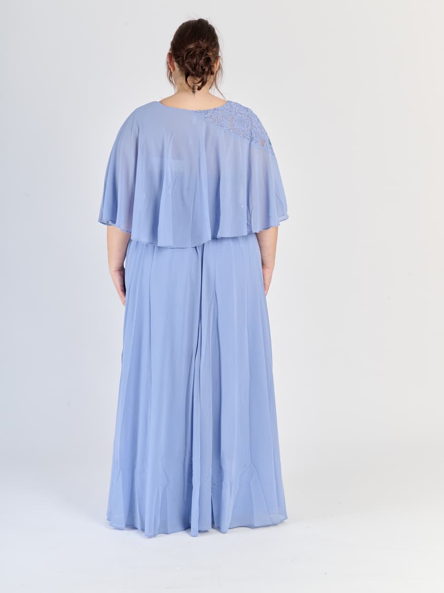 Vestito plus size Lavanda con fascia decorativa al busto e tessuto liscio