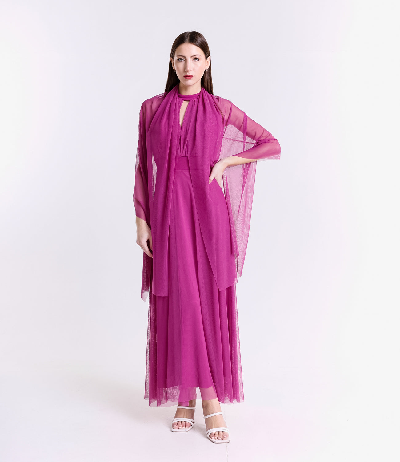 Abito lungo in tulle cut out Lucrezia