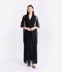 Vestito nero - argento da serata concollo a V e dettagli 