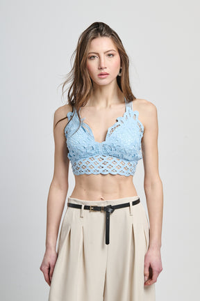 Maglia azzurra a uncinetto,perfetta per look estivi