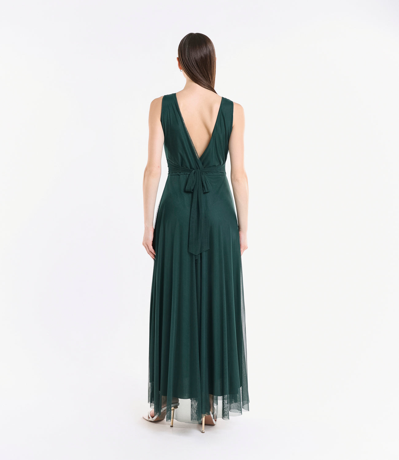 Abito da cerimonia verde scuro in pizzo coneleganza forte