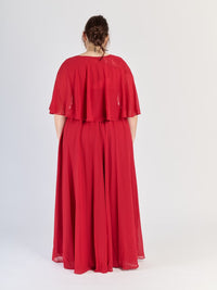 Vestito plus size Bordo con fascia decorativa al busto e tessuto lucido