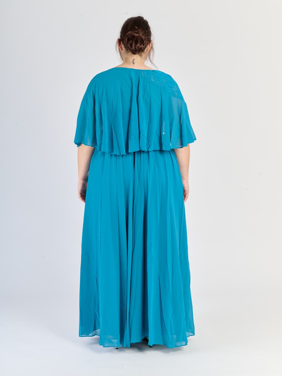 abito plus size Verde acqua in chiffon con silhouette dritta