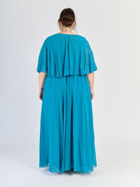 abito plus size Verde acqua in chiffon con silhouette dritta