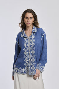 Camicia a righe navy e bianche da donna