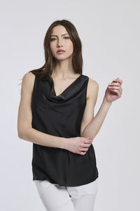 Canotta nera in tessuto opaco