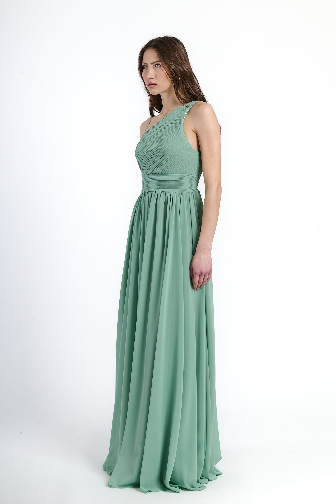 Abito lungo in tulle asimmetrico Luna