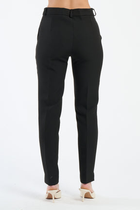 Pantaloni navy con coulisse elastica, stile pratico e elegante.