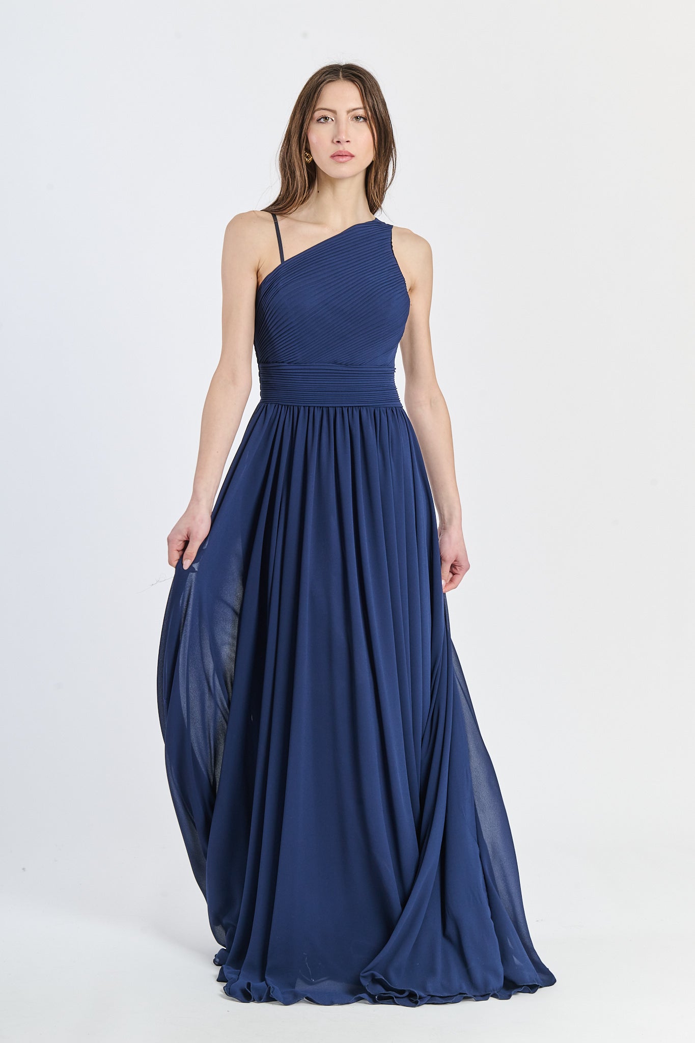 Abito lungo in tulle asimmetrico Luna