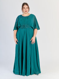Vestito plus size Verde.S con fascia decorativa al busto e tessuto leggero