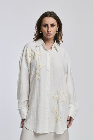 Soft linen effect shirt Diamante